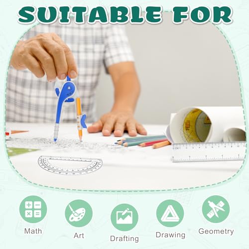 36 Pack Math Compass & Protractor Geometry Math Plastic Ruler Set Drawing Compass with Pencils 6 Inch Plastic Protractor for Geometry Bulk for Office Woodworking Art Drawing - style: 36 Pack