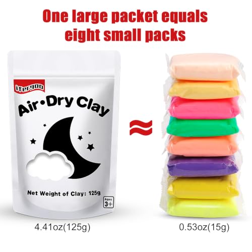 ifergoo 125g White Air Dry Clay, 4.41 oz Foam Magic Modeling Clay for Kids | Refill White Clay for School Art & Craft Project, Slime Supplies, Super Light & Soft, Non-Toxic, Age 3-12 Boys and Girls Gift - color: D-White Color