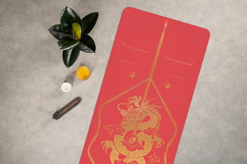 Liforme Zodiac Yoga Mat - Patented Alignment Design, Advanced Non-Slip Grip - color: Dragon Red