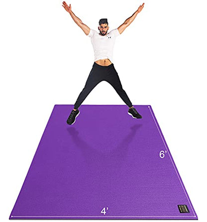 GXMMAT Large Exercise Mat 6'x4'/6'x5'/6'x6'(7mm) - color: Purple Grey, size: 6*4 FT