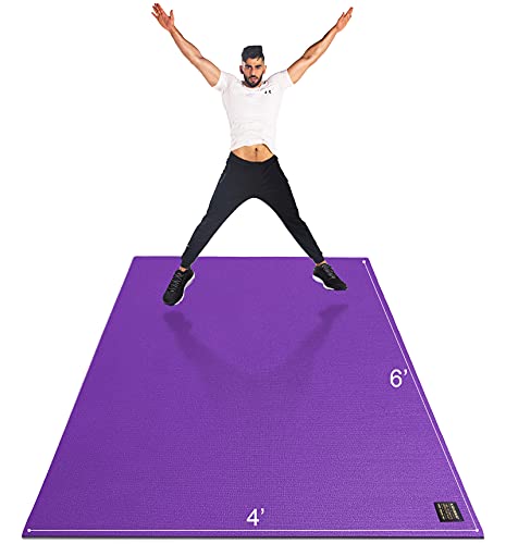 GXMMAT Large Exercise Mat 6'x4'/6'x5'/6'x6'(7mm) | High-Density Wide Workout Mats for Home Gym & Garage Flooring,Non-Slip Thick Cardio Mat for MMA,Weights,Fitness,Shoe-Friendly - color: Purple Grey, size: 6*4 FT
