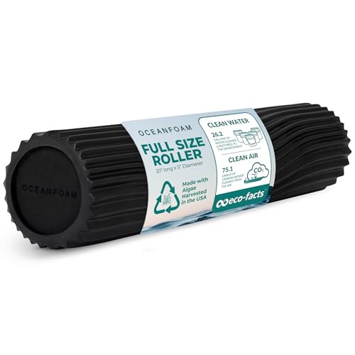Oceanfoam Tidal Roller - Black - Muscle Massage Foam Roller for Back Pain & Stretching - Firm and Ergonomic Wide Wave Textured - Yoga, Athletics, & Wellness - Full Size, 20" x 5" - color: Black