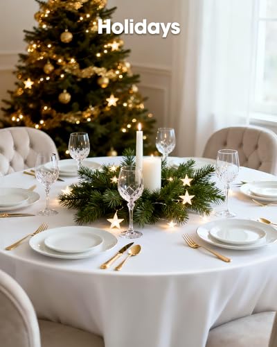 Pureegg Plastic Table Cloth Disposable 8 Pack, 84 Inch Round, White | Party Supplies, Wedding, Picnic, Leakproof & Sturdy, White, Round Tablecloth, Table Cover - color: White, size: 84" Round