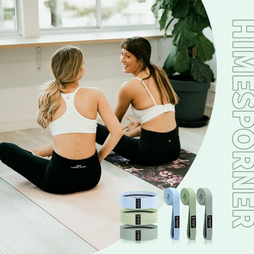 HIMESPORNER 9 PCS Fabric Resistance Bands Set for Working Out - color: Blue and Green