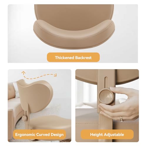 Pipersong Meditation Chair PRO, Cross Legged ADHD Office Chair, Black | Height Adjustable Ergonomic Backrest, Memory Foam Cushion, Exclusive Cresent Footstool Design, Thick Certified Wood Board - color: Black, size: 17.5" Seat+Height Adjustable Backrest