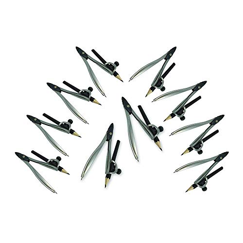 hand2mind Student Math Geometry Compass, Silver, Precision Tool for Geometry, Math, Drafting (Pack of 10)