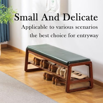 latifolia Shoe Rack Bench, Entryway Bench with Cushion(Green,39.70''L) - color: Green, size: 39.37''L
