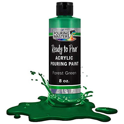 Pouring Masters Forest Green Ready to Pour Acrylic Pouring Paint - Premium 8-Ounce Pre-Mixed Fluid Acrylic Paint - Fluid Art Supplies for Canvas, Wood, Paper, Tile & Rocks | Premium, Pre-Mixed Fluid Acrylic Paint - Fluid Art Supplies for Canvas, Wood, Pap