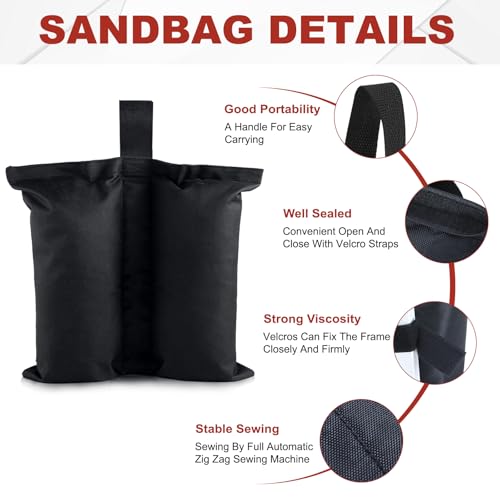 ABCCANOPY Canopy Weights 120 LBS Tent Sand Bags,4-Pack Black(No Sand) - color: Black, size: 120 LBS