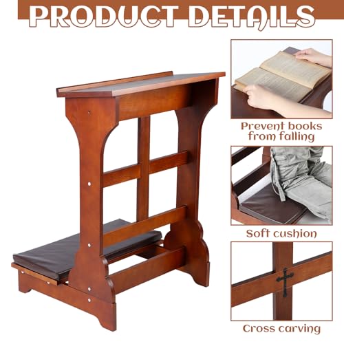 DoubleFill Wood Prayer Kneeler with Shelf and Cushion,Simple Style - color: Colorful, style: Simple Style