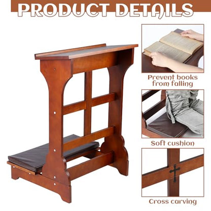 DoubleFill Wood Prayer Kneeler with Shelf and Cushion,Simple Style - color: Colorful, style: Simple Style