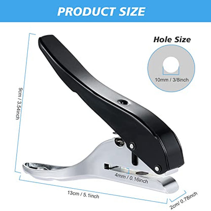 Heavy Duty Single Hole Punch - Portable Hand Held for Paper, Cards, Plastic & Cardboard (10MM Black) - color: 10MM BLACK