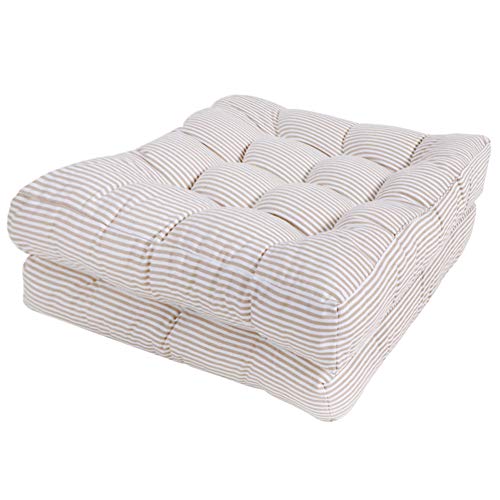 Tiita 22 Inch Square Floor Cushions, Floor Pillow for Sitting, Beige | Thick Tufted Indoor Outdoor Seat Cushions for Adults, Yoga, Meditation, Living Room and Balcony - color: (Square)|beige