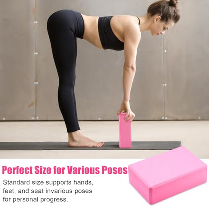 Silipull 10 Pcs Pilates Ring Blocks Set for Women Home Yoga Equipment Accessories Pilates Ring Circle and Ball Workouts Gift Include Ball Yoga Circle Resistance Bands Block Straps Gym Bag - color: Pink