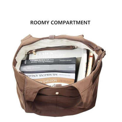 ESVAN Yoga Tote Bag Mat bag Women Shoulder Bags Carryall Tote for Travel Office Workout Gym Nurse Beach - color: Nylon Coffee