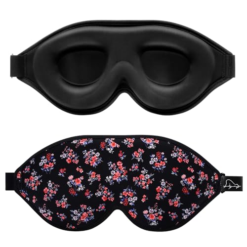 ALASKA BEAR Sleep Mask Contoured Eye Cups for Women Eyelashes Protection - color: A1 Floral Pattern