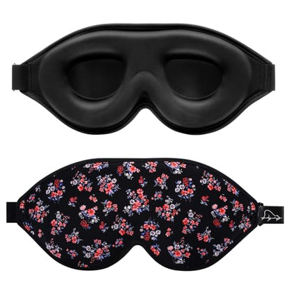 ALASKA BEAR Sleep Mask Contoured Eye Cups for Women Eyelashes Protection - color: A1 Floral Pattern