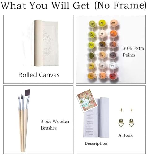 ZRIZQ Landscapes Paint by Numbers Kit for Adults Beginner,Scenery,16x20 | Full set with wooden brushes,rolled canvas,rich paints.Calming activity.Beginner friendly.Just open and paint. - color: 16"X20"Rolled Canvas(Frameless)-Landscape 9