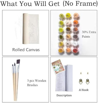 ZRIZQ Landscapes Paint by Numbers Kit for Adults Beginner,Scenery,16x20 | Full set with wooden brushes,rolled canvas,rich paints.Calming activity.Beginner friendly.Just open and paint. - color: 16"X20"Rolled Canvas(Frameless)-Landscape 9