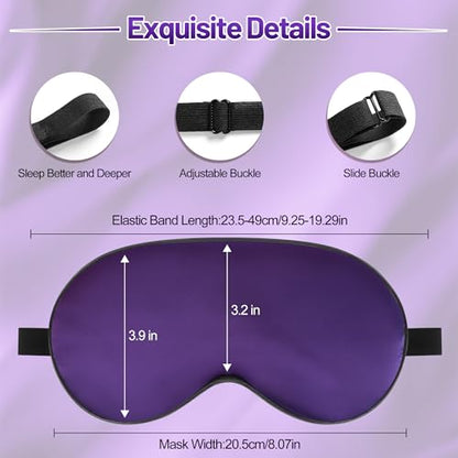 Silk Sleep Mask, Blackout Eye Mask for Sleeping with Adjustable Strap | Light-blocking Blindfold for Men & Women Pressure-Free, Soft Eye Cover Eyeshade for Side Sleeper, Travel Naps(Dark Purple) - color: Dark Purple