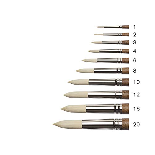 Winsor & Newton Artists' Oil Synthetic Brush, Round #2 | Synthetic Flagged Bristles, Excellent Color Carrying Capacity, Handmade in England, For Oil Paint - style: Round #2