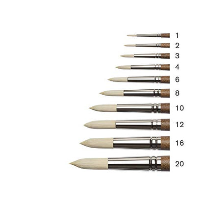 Winsor & Newton Artists' Oil Synthetic Brush, Round #2 | Synthetic Flagged Bristles, Excellent Color Carrying Capacity, Handmade in England, For Oil Paint - style: Round #2