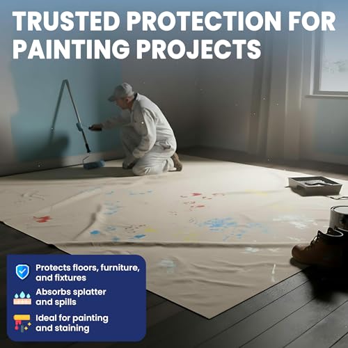 Tarps Now 20x30 ft Premium Heavy Duty Canvas Drop Cloth for Painting - Reusable Painter Tarp, 100% Cotton Fabric Floor Cover & Furniture Protection, Washable Paint Drop Cloth - size: 20' x 30'
