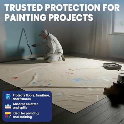 Tarps Now 20x30 ft Premium Heavy Duty Canvas Drop Cloth for Painting - Reusable Painter Tarp, 100% Cotton Fabric Floor Cover & Furniture Protection, Washable Paint Drop Cloth - size: 20' x 30'