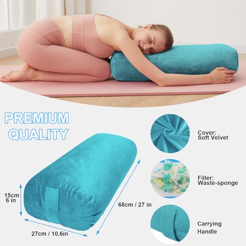 Yoga Bolster Pillow for Restorative & Yin Yoga, Meditation Cushion - color: Green