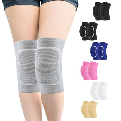 HISFFOG Volleyball Knee Pads for Women, Men, Youth, Girls, Kids, Knee brace for Volleyball Basketball Football Dance Yoga Tennis Running Cycling Workout Climbing Wrestling - color: Gray, size: Large
