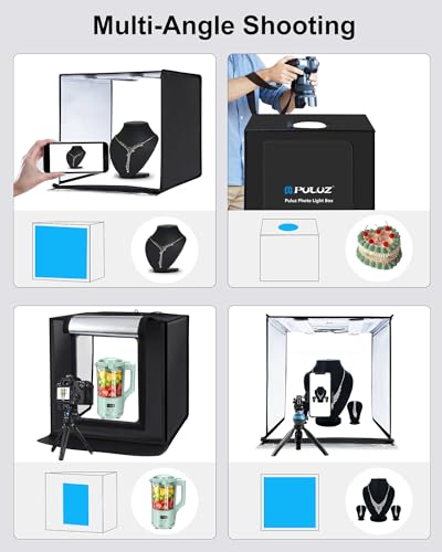 PULUZ Light Box Photography, 24x24 inch Large Photo Studio Light Box, Professional Dimmable Photo Booth with 120 LED Lights & 6 Backdrops for Jewelry and Food Items Product Photography - size: 24*24 Inch