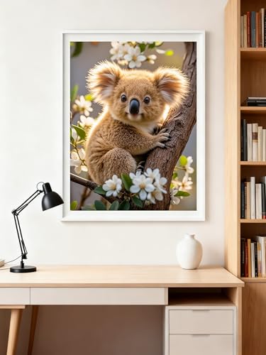 Koala 5D Diamond Painting Kit for Adults，Koala on Tree Animal Full Drill DIY Round Gem Art Diamond Art Kits Painting Crafts Ideal for Beginners and Home Wall Decor 12X16inch