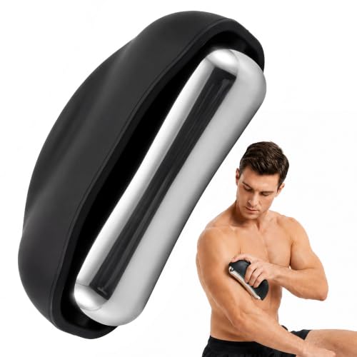 Cooling Massage Roller with Ergonomic Handle for Deep Tissue | Black,360° Easy-Glide Ice Massage Ball for Myofascial Release, Cold Therapy Roller Post-Workout Recovery & Muscle Pain Relief - color: Black