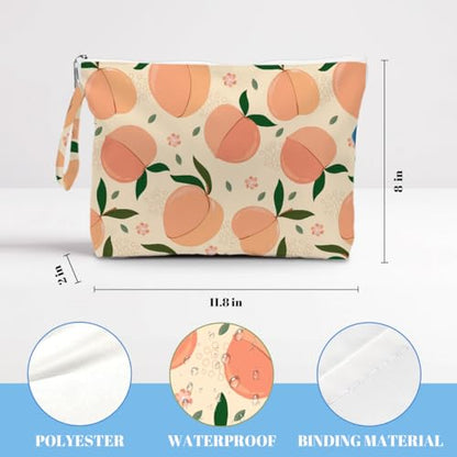 IAXIC Waterproof Tote Bag and Wet Bag Set, Summer Pattern Design for Beach Travel Gym Holiday Gifting - color: Peach