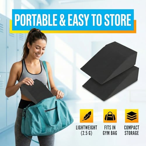 Slant Board for Heel Elevated Squat Weightlifting Calf Stretcher Slant Board for Mobility Balance and Strength Performance Pack of 2