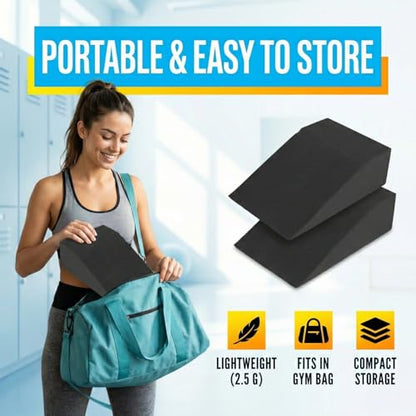 Slant Board for Heel Elevated Squat Weightlifting Calf Stretcher Slant Board for Mobility Balance and Strength Performance Pack of 2