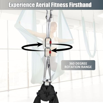 Aerial Silks Kit & Aerial Yoga Hammock - 11Yd Premium Fabric with Hardware | Easy Setup for Flying Yoga, Aerial Swing & Fitness - Supports Up to 14ft Rigging(Navy) - color: Black