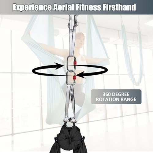 Aerial Silks Kit & Aerial Yoga Hammock - 11Yd Premium Fabric with Hardware | Easy Setup for Flying Yoga, Aerial Swing & Fitness - Supports Up to 14ft Rigging(Navy) - color: Black