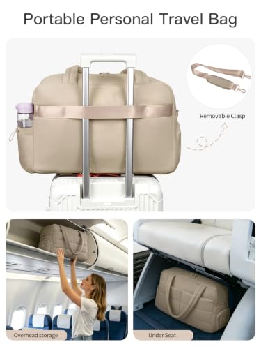 Gitus Travel Duffle Bag for Women Puffer Weekender Bags Carry on Gym Bag - color: Camel