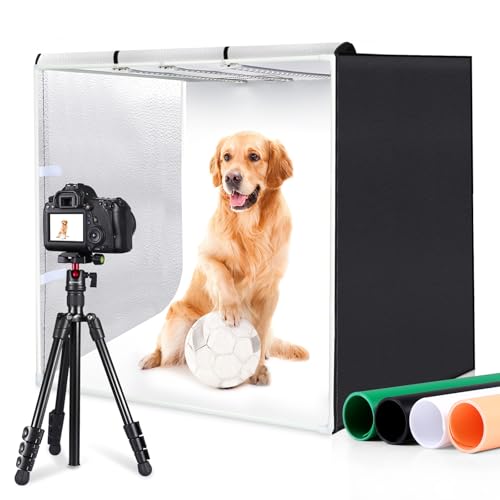 PULUZ 32"x32" Light Box Photography, Large Photo Light Box with 3 Stepless Dimming Light Panel, 234 LED Beads, Professional Photo Booth Shooting Tent Kit with 4 Color Backdrops for Product Photography - size: 32*32 Inch