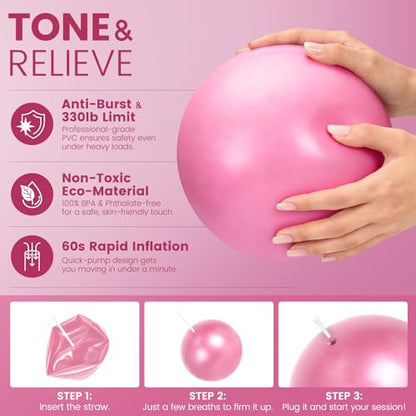 Foldable Non-Slip Yoga Mat and Blocks Set for Women, 9-Pcs Yoga Starter Kit - color: Pink