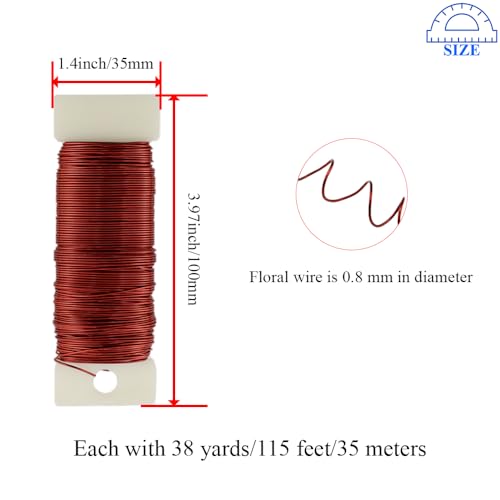 HAHIYO 22Gauge Red Metal Floral Wire - 1 Roll, 38 Yards (115 Feet) - Flexible Paddle Wire for Craft, Christmas Wreath, Flower Arrangement, Bouquet Wrapping, Wedding, DIY - color: Red, size: 22Gauge-1P/38Yards