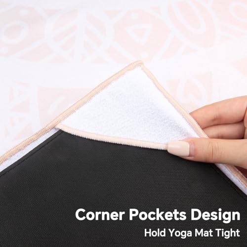 Hot Yoga Towel with Grip Dots, Non Slip, 70" x26, Pink Mandala - color: Pink Mandala, size: 70" x 26"