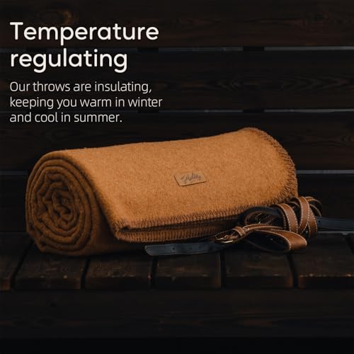 Molithe 100% Wool Blanket, 62" x 86", Warm, Thick, Military, Camping Gear - color: Dark Camel, size: Large