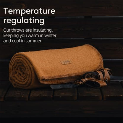 Molithe 100% Wool Blanket, 62" x 86", Warm, Thick, Military, Camping Gear - color: Dark Camel, size: Large