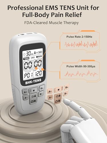 24 Modes TENS EMS Unit for Pain Relief, Muscle Stimulator Machine with 8 Reusable Electrode Pads - FDA Cleared 3-in-1 Device, 40 Intensity Levels, 90 Min Timer, Back/Neck/Knee Therapy, Pulse 2-150Hz - color: 280 White