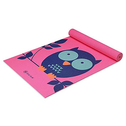 Gaiam Kids Printed Yoga Mat, Non-Toxic, Fun Design, 3mm - color: Owl
