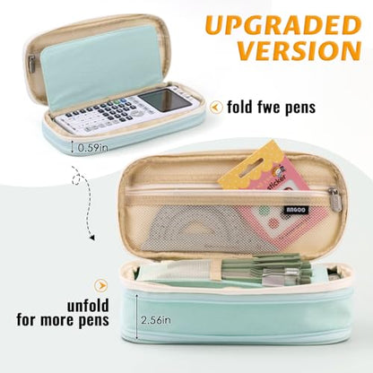 EASTHILL Big Capacity Pencil Pen Case Office College School Large Storage High Capacity Bag Pouch Holder Box Organizer Blue (Cyan) - color: Cyan