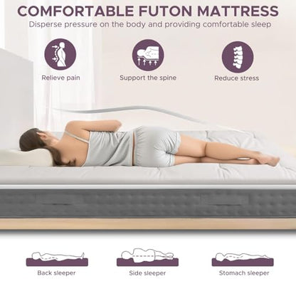 Japanese Floor Mattress, 100% Cotton 2.5" Thicken Foldable Futon Mattress Tatami Mat Sleeping Pad, High Density Foam, Ideal for Comfort and Support, Kids Floor Lounger Pillow Bed Sofa (Gray)