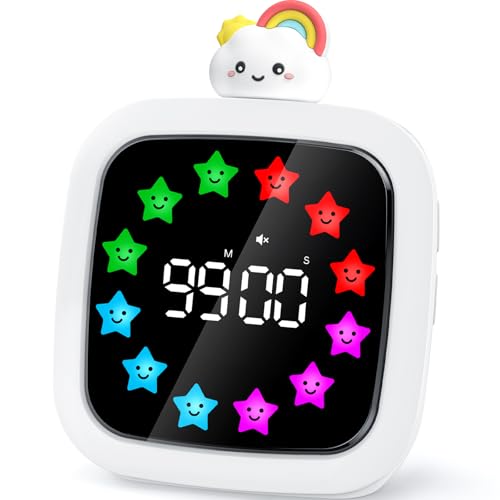 Yunbaoit Digital Visual Timer for Kids, 99-Minute Countdown, Rechargeable - color: Rainbow Doll-white